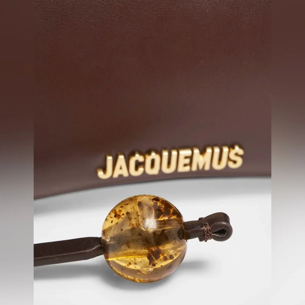 Jacquemus Brown Leather Shoulder Bag with Amber Bead Accents - Picture 5 of 8